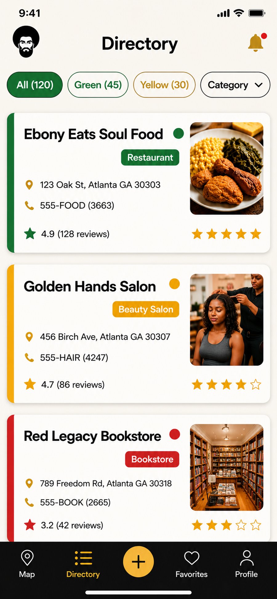 Black Dollar business directory with filters