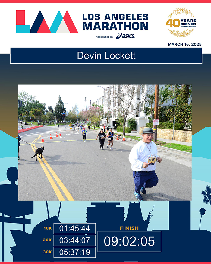 Devin Lockett runs the LA Marathon.